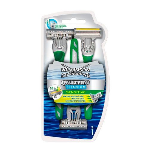 Wilkinson Sword Quattro 4 Titanium Sensitive одноразовый мужской станок 3 шт