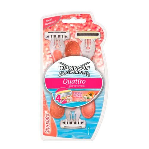 Wilkinson Sword Quattro for Women Sparkle Папайя і перли одноразовий жіночий верстат 3 шт