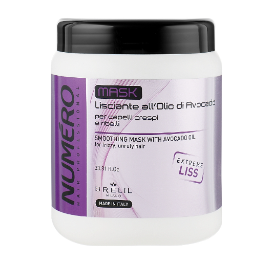 Brelil Numero Smoothing Mask Розгладжуюча маска для волосся з маслом авокадо 1000 ml