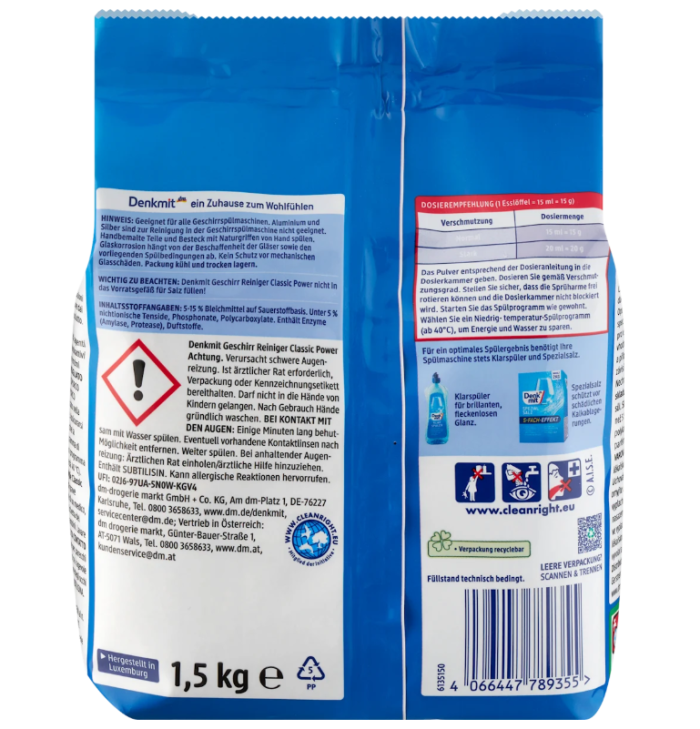 DenkMit порошок для посудомийної машини 1.5 kg - 100 мийок