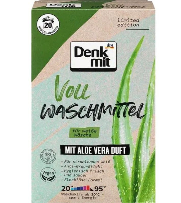 Denkmit стиральный порошок для белого и светлого белья  с Aloe, 1,3 кг - 20 стирок