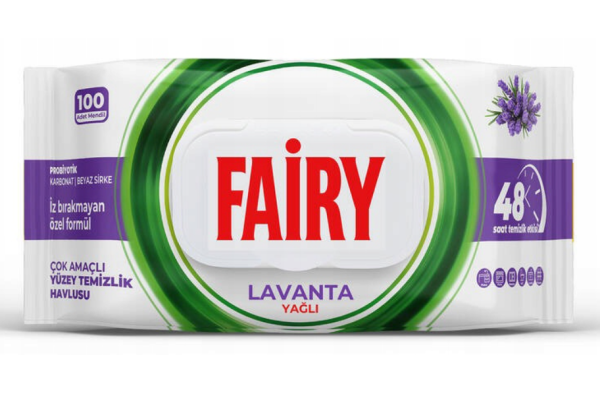 Fairy Влажные салфетки для уборки 100 шт.  Лаванда и уксус