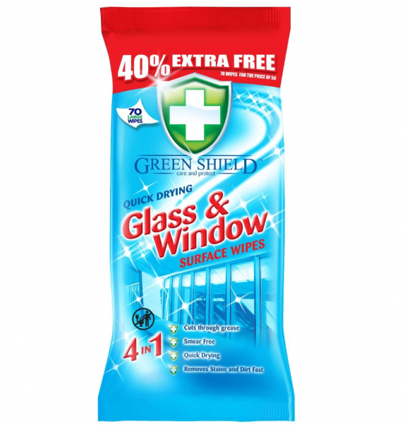 Green Shield серветки для скла та дзеркал 70шт