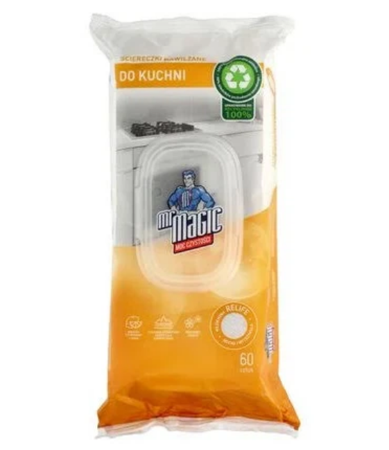 Влажные кухонные салфетки Mr Magic, 60 шт.