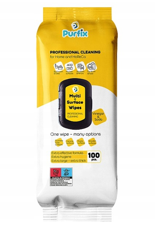 Purfix Вологі серветки для різних поверхонь, універсальні, 100 шт.